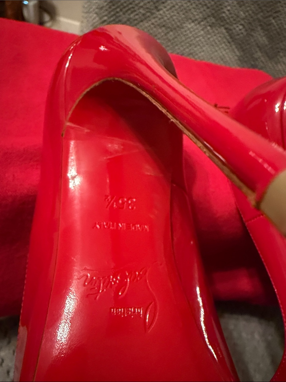 Christian Louboutin Red Patent Pointed-Toe Stiletto Pumps - Picture 4 of 14